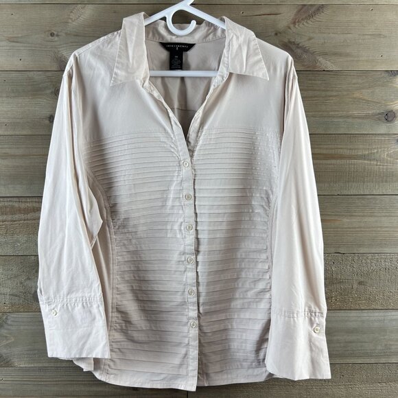 Investments Womens Shirt 3/4 Sleeve Button Up Pleated Minimalist Size 3X - Picture 1 of 7